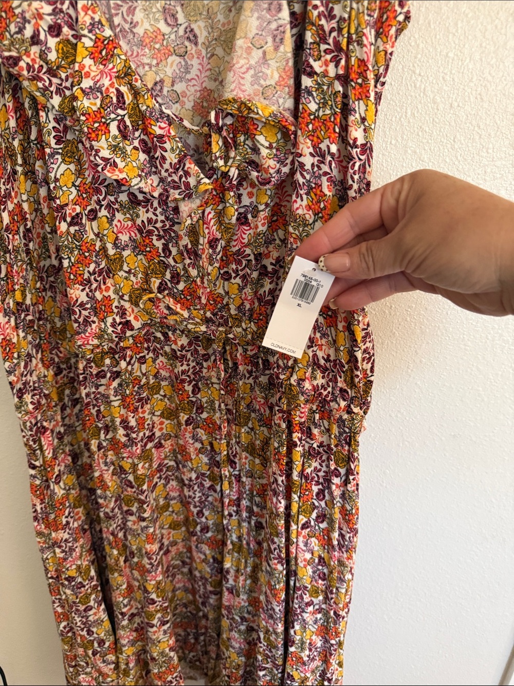 Old Navy Floral Ruffle Midi Dress in Red, Yellow, Pink - Picture 2 of 3